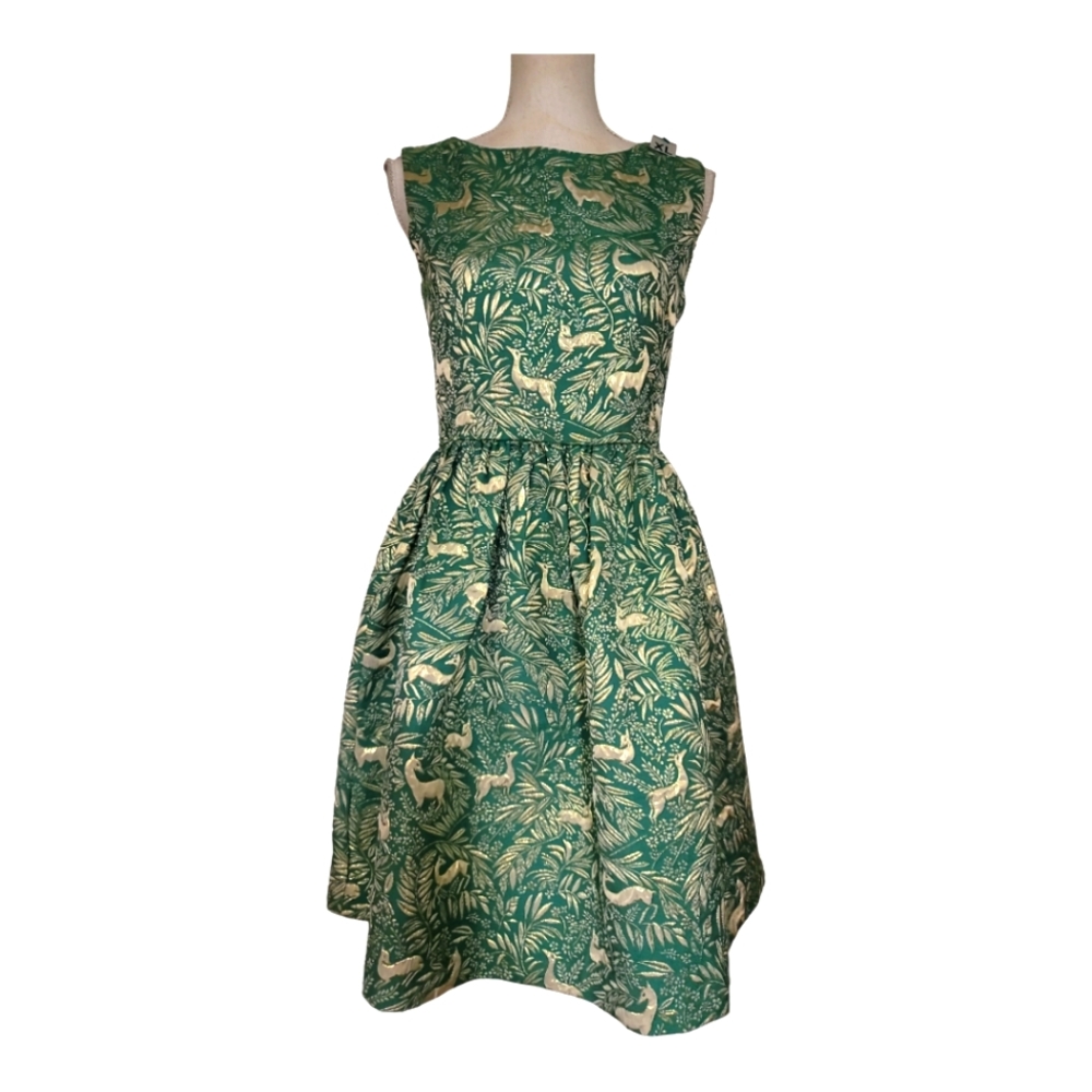 Green Gold Embossed Dress